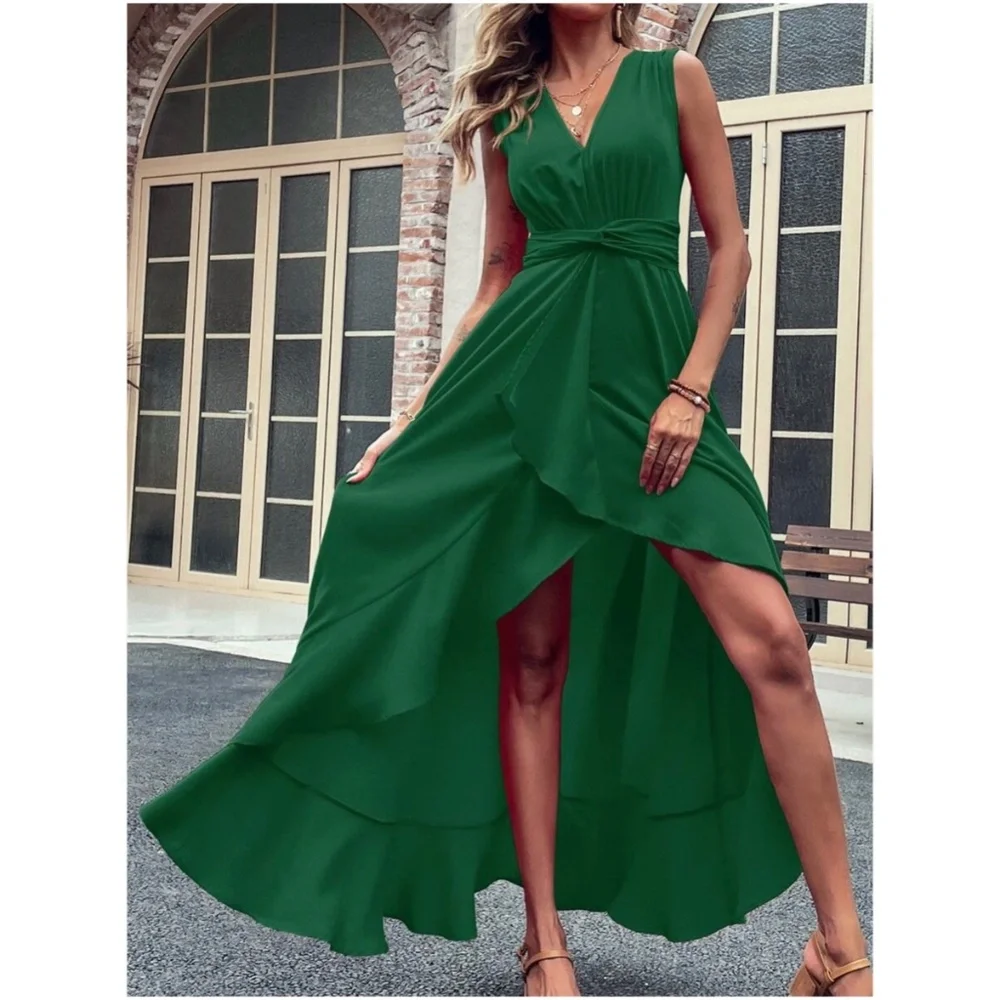 Boho Sleeveless High Low Ruffle Maxi Dress - Picture 3 of 14